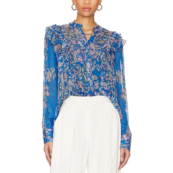 Hemant and Nandita Tops - Hemant And Nandita Sheer Cobalt Blue Amyra Blouse Size XXS